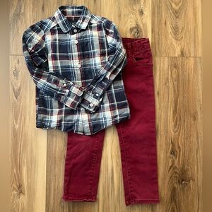 Boys Outfit Bundle Size 4 Baby Gap Pants + Plaid Button Down Fall Winter